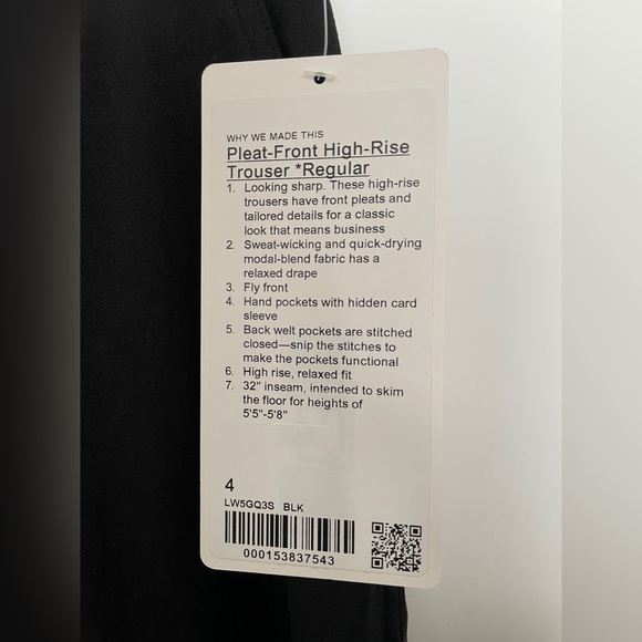 NWT LULULEMON Pleat-Front High-Rise Trouser
Regular Black Wide Leg - Picture 4 of 6